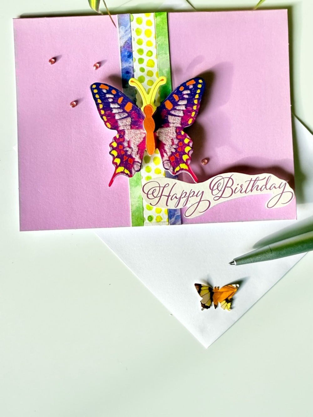 Brand Pink Butterfly Happy Birthday Card